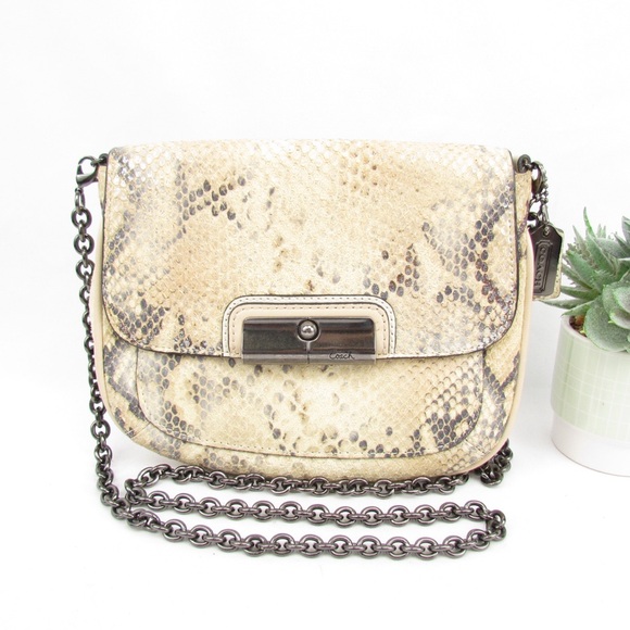 Coach Snakeskin Chain Strap Leather Crossbody Bag - Picture 1 of 7